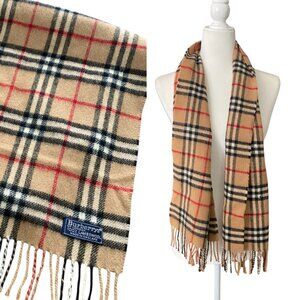 Vtg Burberry Lambswool Scarf Camel Nova